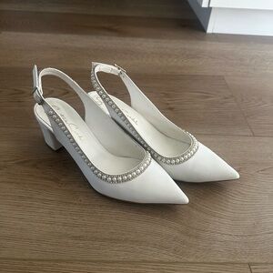 White bridal heels size 8